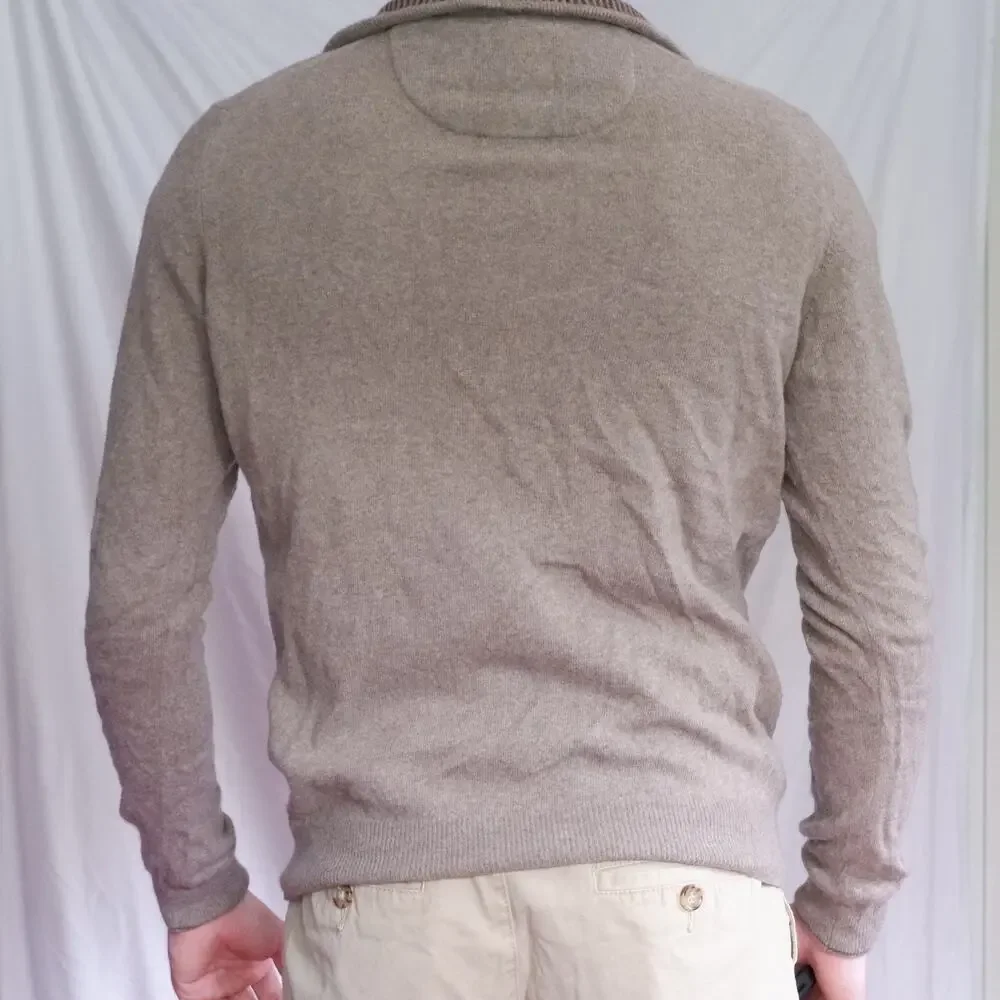Jos. A. Bank Reserve Men's S Quarter Zip Sweater Italian Yarn Brown Knit